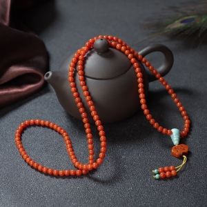 4.5mm柿子红南红多圈手串