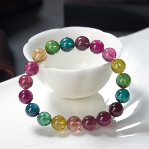 10mm彩虹碧玺单圈手串