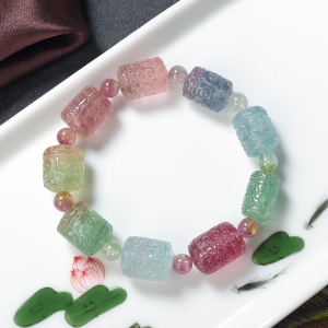 碧玺回纹桶珠单圈手串