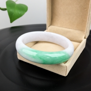 58.5mm糯冰种飘翠翡翠平安镯