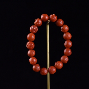 柿子红南红福猪单圈手串