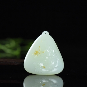 籽料和田白玉蝶恋花吊坠