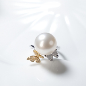 18K海水白色珍珠戒指