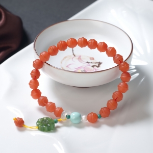 柿子红南红铃铛单圈手串