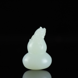 山流水料和田羊脂白玉葫芦吊坠