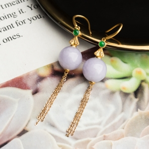 18K糯冰种紫罗兰翡翠耳坠