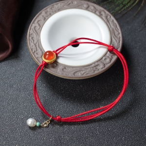 18K冰红南红编织单圈手串