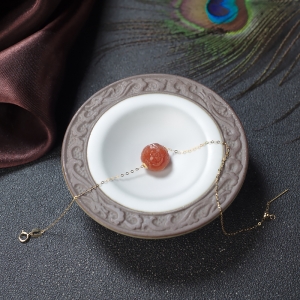 18K冰飘料南红牡丹花手链