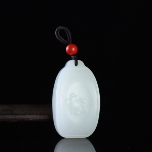 山流水料和田羊脂白玉幽莲吊坠