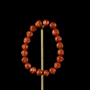 柿子红南红弥勒佛单圈手串