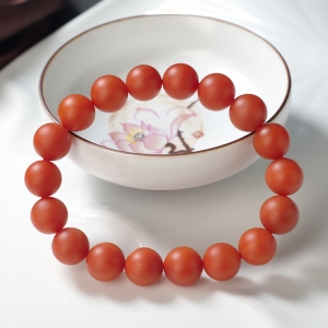 11mm柿子红南红单圈手串