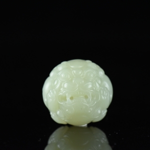 26mm籽料和田白玉貔貅圆珠