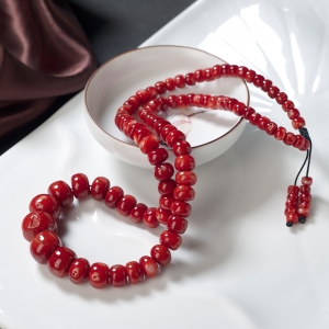 阿卡牛血红珊瑚鼓珠塔链