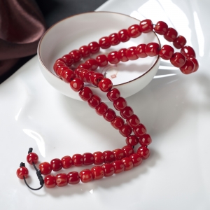 阿卡牛血红珊瑚鼓珠塔链