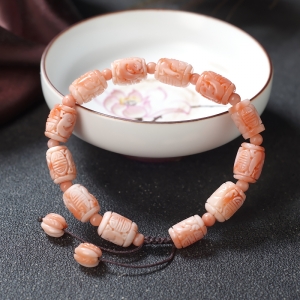 深水珊瑚仿古龙桶珠单圈手串