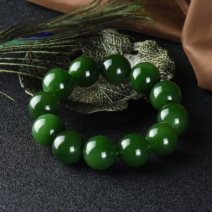 20mm山料和田碧玉单圈手串