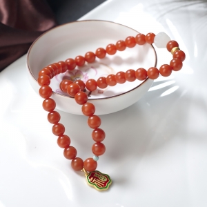 7.5mm柿子红南红多圈手串