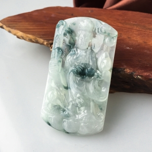 糯冰种飘花翡翠观音吊坠