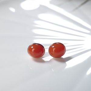 18K柿子红南红耳钉