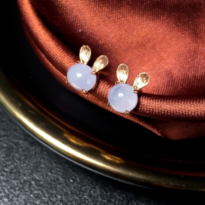 18K冰种紫罗兰翡翠耳钉