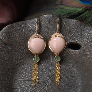 18K深水珊瑚耳环