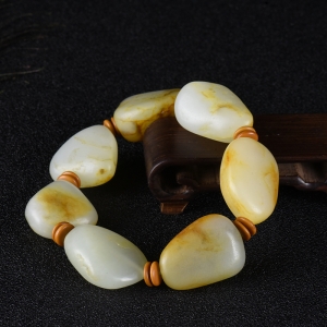 籽料和田玉原石单圈手串