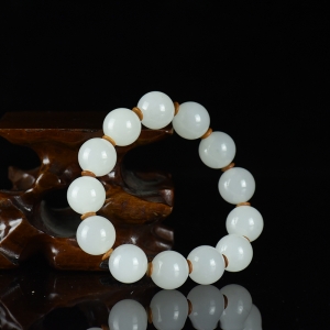 16mm山料和田白玉单圈手串