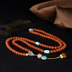 6mm柿子红南红108佛珠