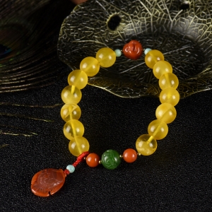 9.5mm鸡油黄蜜蜡单圈手串