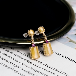 18K冰种黄翡翡翠耳坠