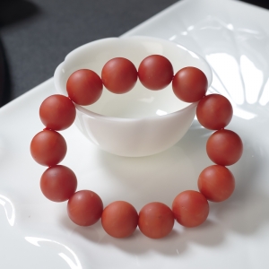 15mm柿子红南红单圈手串