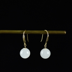 18K山料和田白玉耳坠