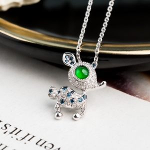 18K糯冰种翠绿翡翠一路有你吊坠