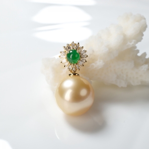 18K海水金色珍珠吊坠