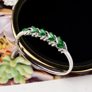 18K糯冰种翠绿翡翠手镯