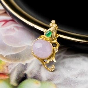 18K糯冰种紫罗兰翡翠吊坠