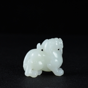 山流水料和田白玉貔貅手把件