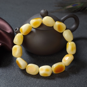 带皮蜜蜡随形单圈手串