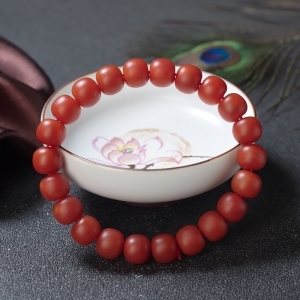 柿子红南红桶珠单圈手串