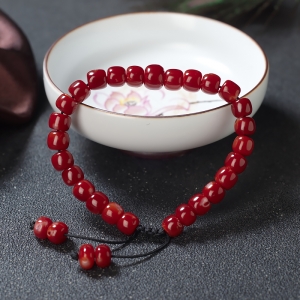 阿卡牛血红珊瑚桶珠单圈手串
