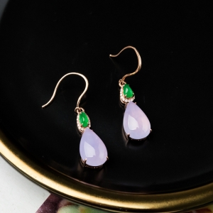 18K糯冰种紫罗兰翡翠耳坠