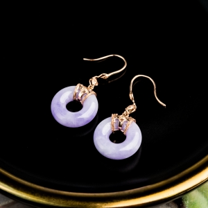 18K糯冰种紫罗兰翡翠耳坠