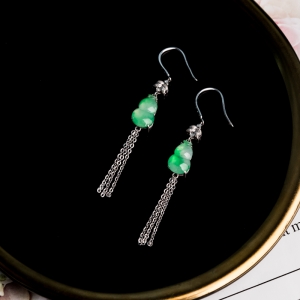 18K糯冰种飘翠翡翠福禄耳坠