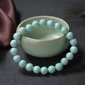 8mm高瓷铁线蓝绿绿松石单圈手串