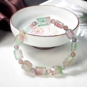 西瓜碧玺随形单圈手串