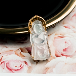 18K冰种翡翠财神爷吊坠