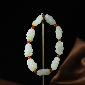 籽料和田白玉十八罗汉单圈手串