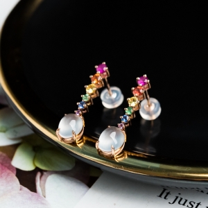 18K冰种翡翠耳坠