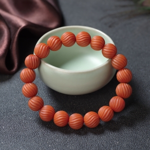 柿子红南红单圈手串