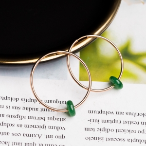 18K糯冰种翠绿翡翠耳环